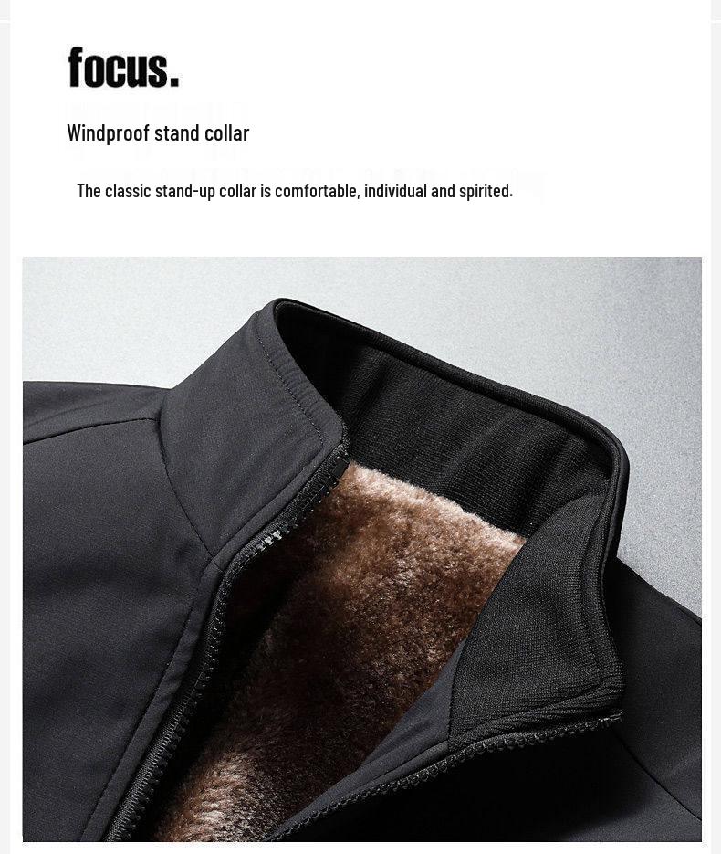 Осенне-зимняя хлопковая куртка для папы большого размера - Свободный крой для мужчин среднего возраста, Теплая, на бархатной подкладке, Повседневная одежда