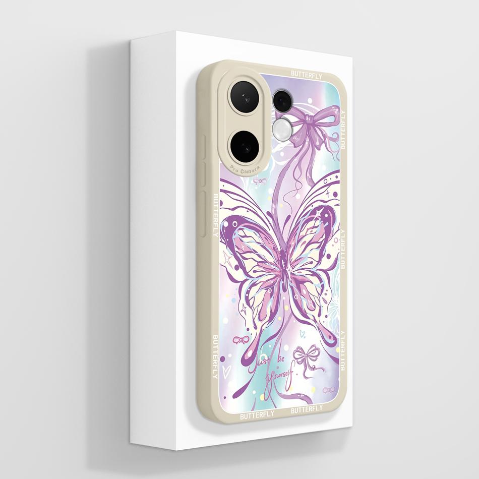 For Vivo V60 Lite Case Candy Painted Flower Phone Back Cover For Vivo V 60 Soft Liquid Silicone Anti Drop Full Protection Bumper