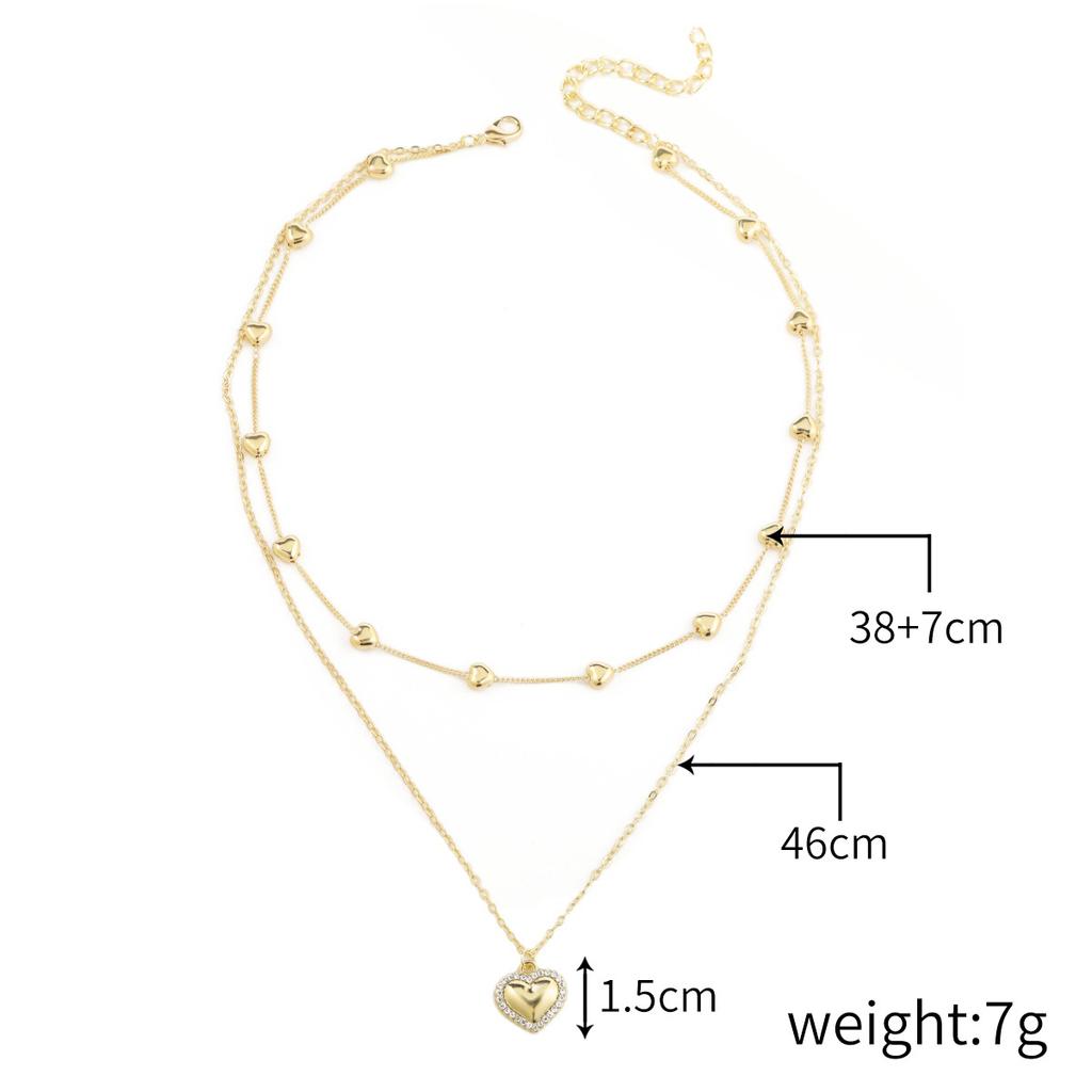 Ожерелье для женщин Ins Jewelry Простое ожерелье с подвеской Love Женское ожерелье в форме сердца сотен Многослойное ожерелье Love Элегантное ожерелье