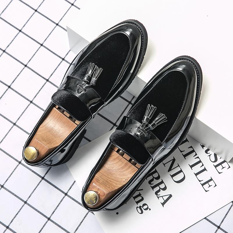 British Style Men's Comfortable Foot Cover Lazy Flow Su Le Fu Shoes Fashionable Patent Leather Breathable Pointed Bean Shoes