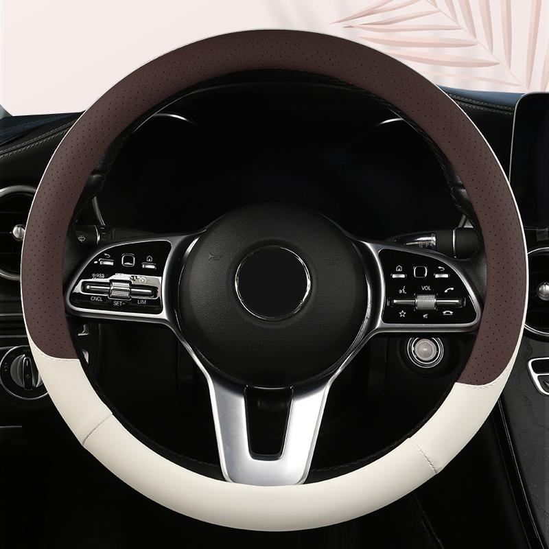Car Anti-Slip Leather Steering Wheel Cover Universal Car Steering Wheel Protective Cover Fashion Style 38cm Shape O D