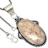 Pendant Fossil Coral Gemstone Valentine'Day Ethnic Silver Jewelry 2.5"