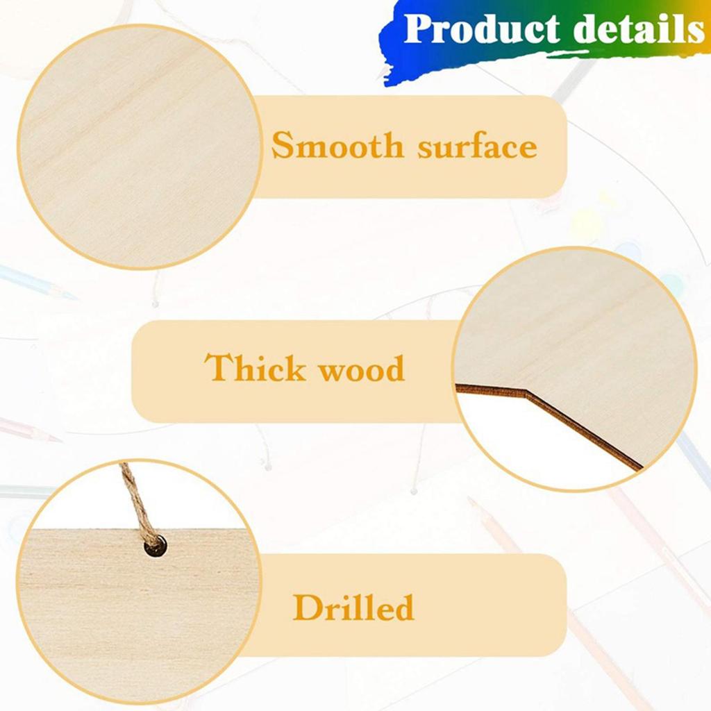 5 Pieces Unfinished Hanging Blank Wooden Plaque Blank Hanging Banners for Painting Writing DIY Supplies
