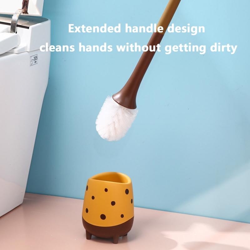 Cute Toilet Cleaning Brush Giraffe Shape Toilet Brush and Holder Long Handle Toilet Scrubber for Toilet Cleaning