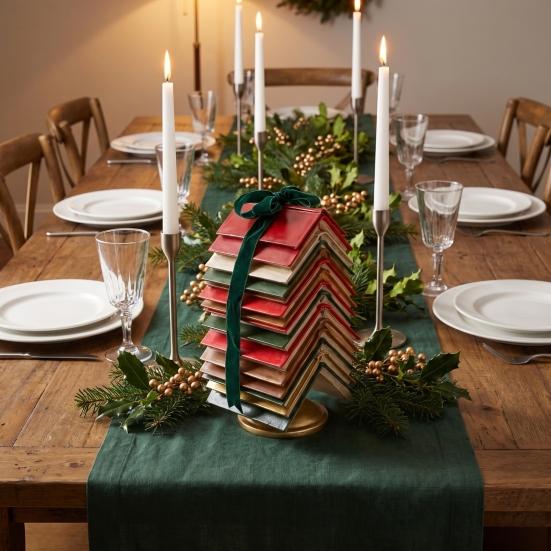 Thoughtful Housewarming Gift for Readers Stacked Book Christmas Tree Tabletop Decor, Resin Page Ornament Home Vintage Hardcover Stack Figurine