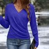 Женский свитер с V-образным вырезом, длинным рукавом, свободного кроя, повседневный, весенний топ, однотонный