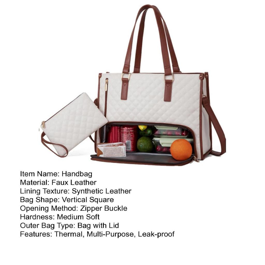 Сумка-тоут 2 в 1, сумка для ланча для женщин, сумка для ланча для ноутбука 15,6 дюйма, большая сумка с отделением для ланча, вместительная рабочая сумка для офиса, колледжа