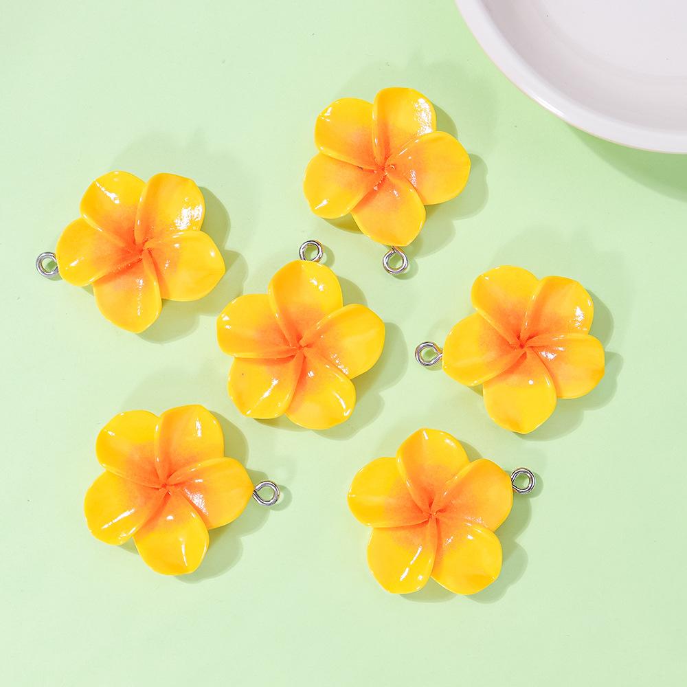 10Pcs 24mm Sweet Resin Colorful Flower Charms Pendant Cute Petal Earring Necklace Diy Making Jewelry Accessories