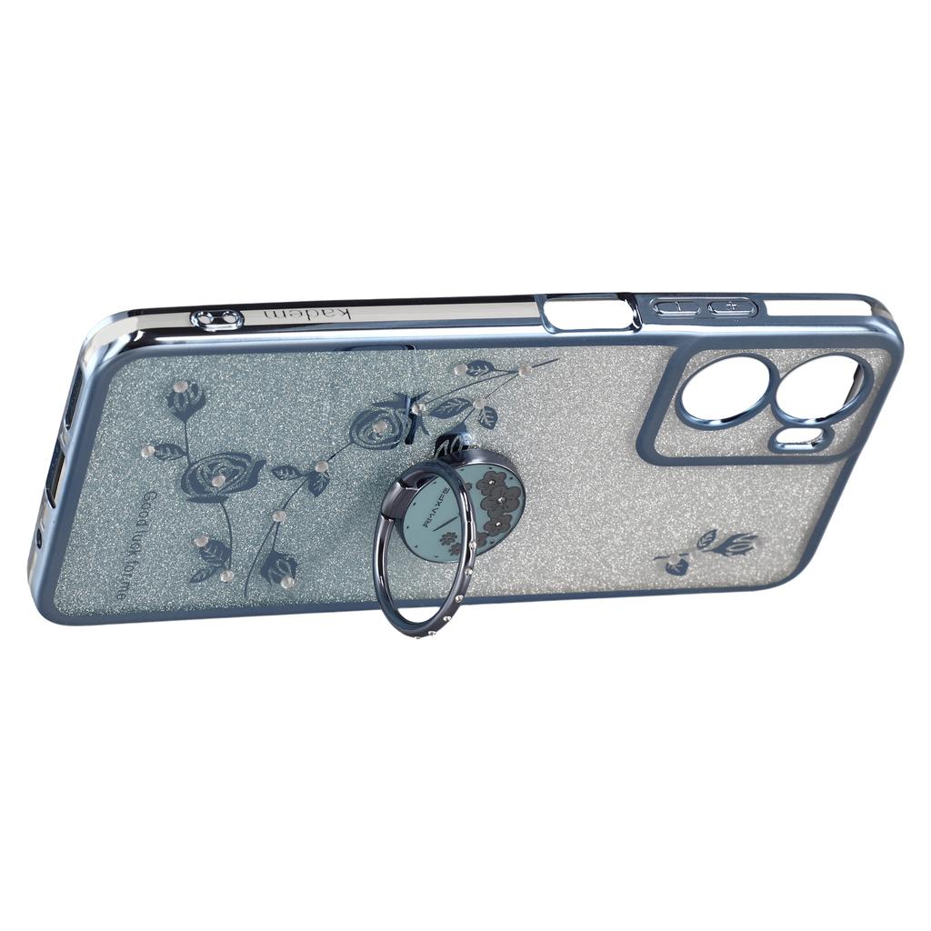 KADEM For Motorola Moto G05 4G/E15 4G Case Ring Kickstand TPU Flowers Phone Cover Gradient Glitter