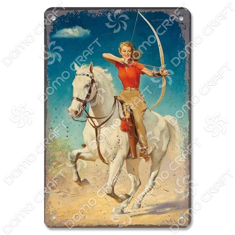 Cowgirl Tin Sign Metal Plaque Cowboy Boots Pony Metal Poster Vintage Wall Decor for Horse Riding Club Garden Home