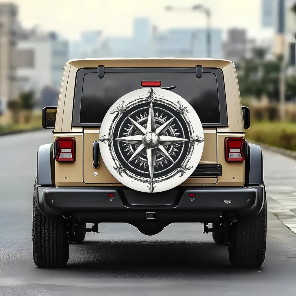 Spare Tire Cover, Mysterious Artistic Sense Badge 2D Printing Universal Wheel Covers Fit For Camper Car Trailer RV SUV Truck Veh