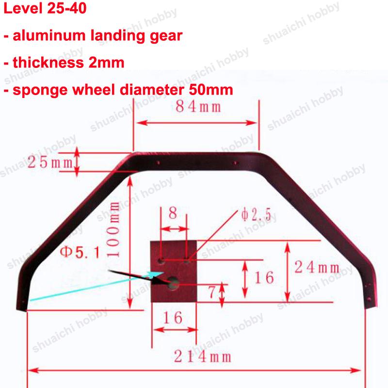 1Set Aluminum Alloy Landing Gear Sponge Wheels Shaft Axle for 20-25/25-40/50 Classes DIY RC Electric Plane Fixed Wing Aircraft
