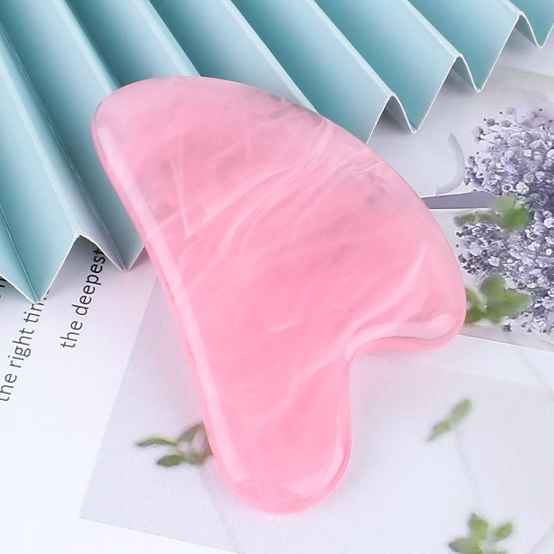 2Pcs Face Massager Scrapers Tools for Face Neck Back Body Natural Resin Gua Sha Massage Board Rose Quartz Guasha Plate
