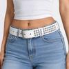 Vintage Punk Rivet Belt Stainless Steel Buckle Y2K Pyramid Belt Metal Gothic Waistband  Rock
