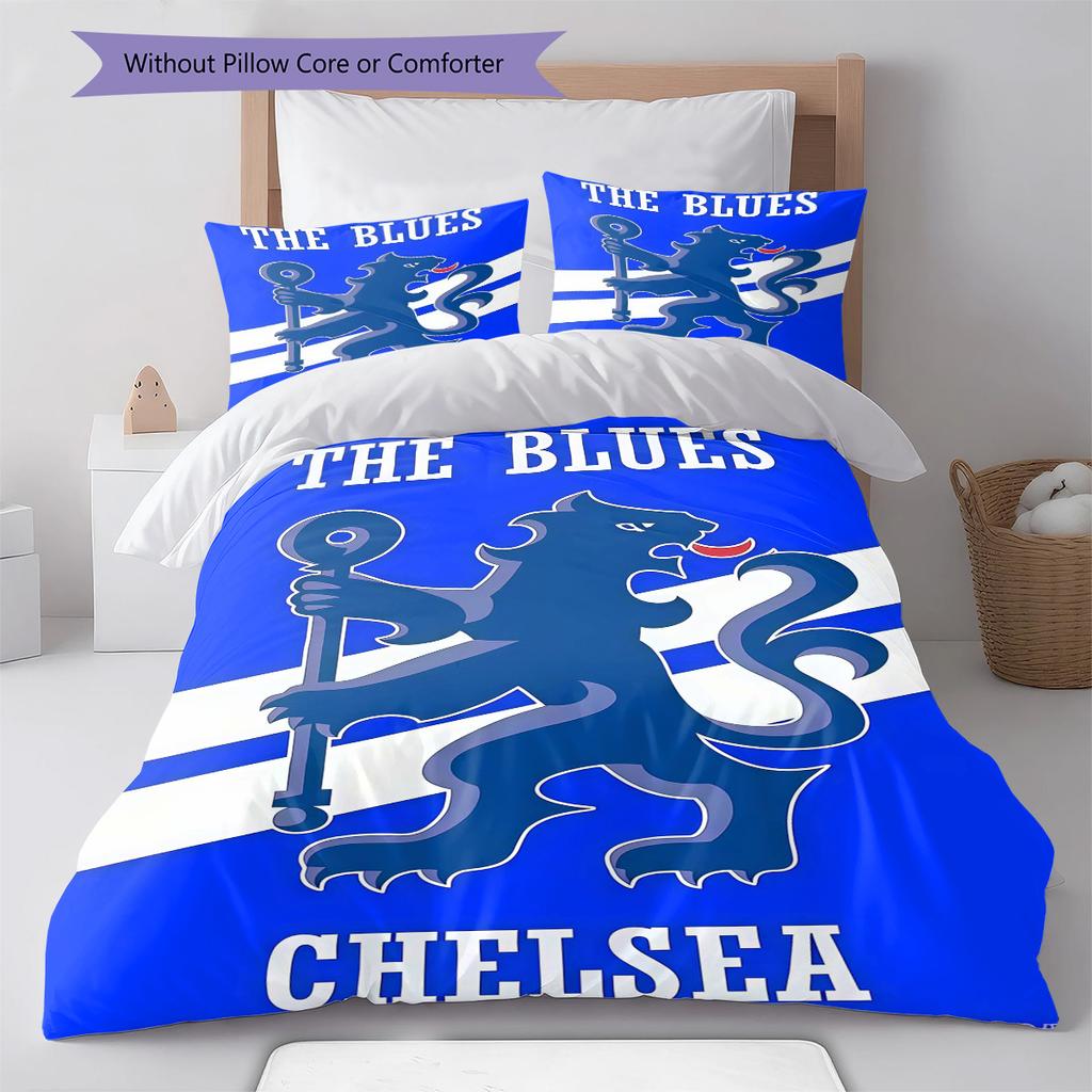Chelsea FC football RugPattern Bedding Quilt Set Quilt Cover Pillowcase Home Decoration Birthday Gift (1 * duvet cover + 2 * pillowcase, without core)