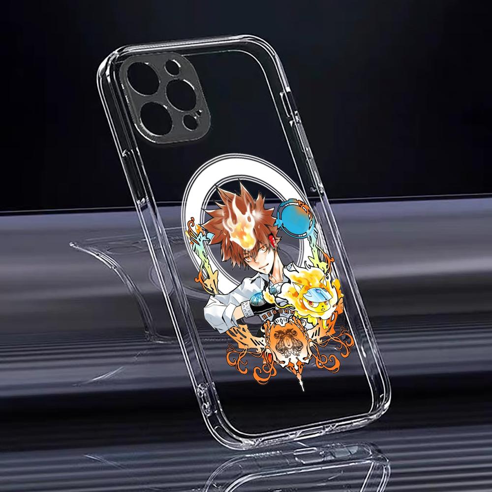 Крутой чехол для телефона Reborn из аниме Для iPhone 17 16 15 14 13 12 Pro Max Plus С магнитным кристально чистым чехлом Беспроводная зарядка