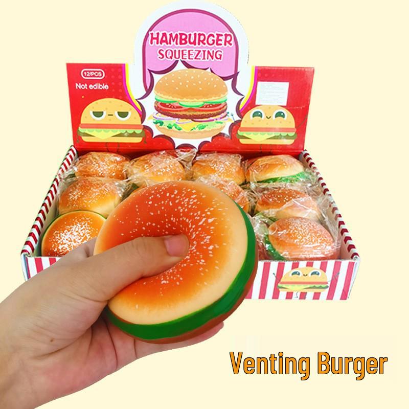Трансграничные игрушки-антистресс: Жидкое тесто из яичного желтка, Вентиляционное отверстие для гамбургера и Чашка для белки. Медленное восстановление формы, щипайте и сжимайте для снятия стресса.