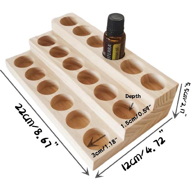 3 Tier Wooden Essential Oil Organizer Display Stand Tabletop Storage Rack for 5-20ml Bottles Perfumes and Nail Polish Compact Shelf