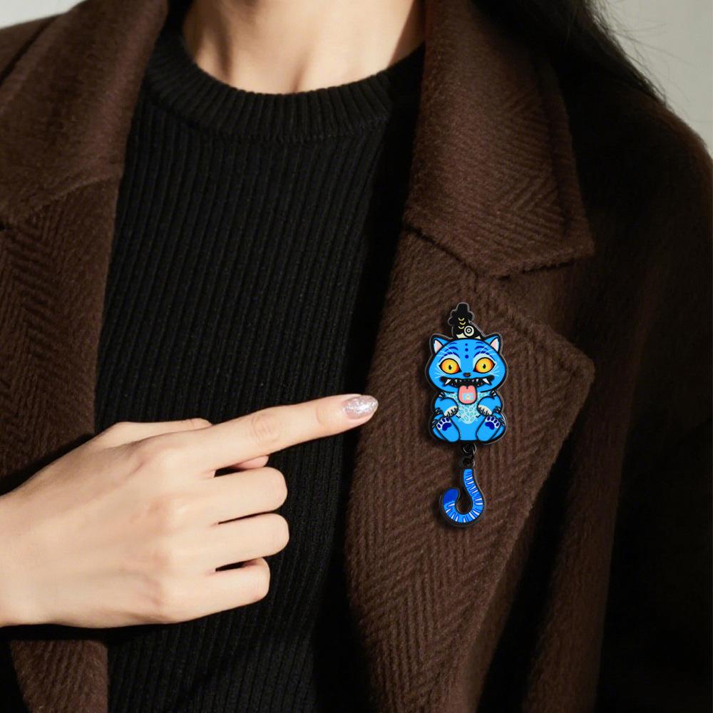 K-POP Blue Tiger Enamel Pin & Cat Tail Brooch Badge