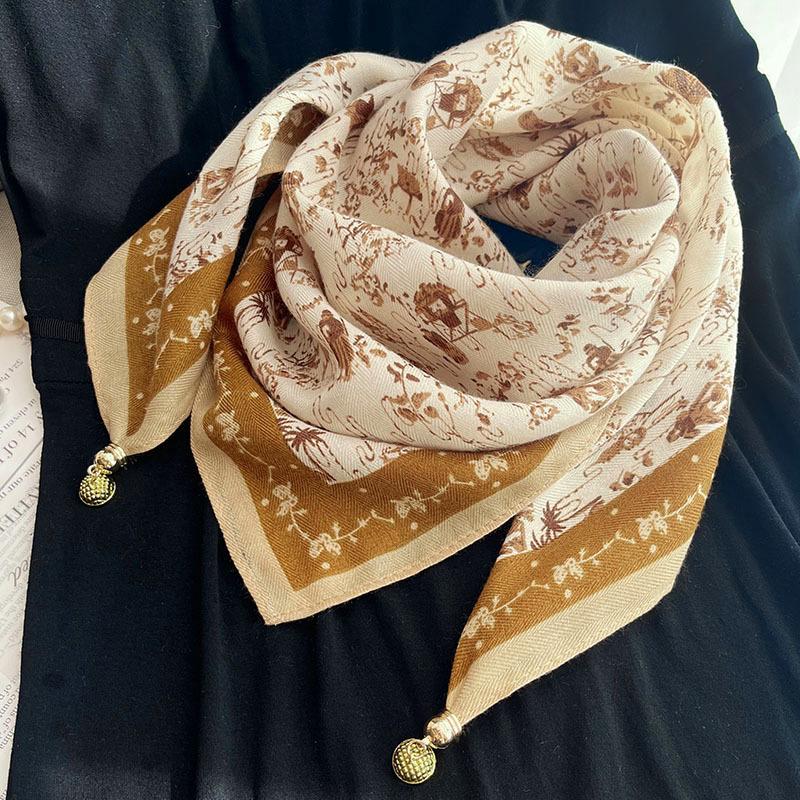Unisex Cotton Linen Square Scarf - Soft, Breathable, Windproof, and Decorative Jacquard Woven Fashion