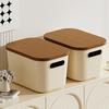 Ящик для хранения с крышкой, ручкой, отверстием, большой емкости, штабелируемый, пылезащитный, игрушки для макияжа, корзина для хранения различных вещей, контейнер для организации рабочего стола, домашнего офиса