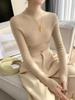 Women's Seamless Cashmere Half-High Neck Slim-Fit Sweater - Versatile Autumn/Winter Knitwear Base Layer
