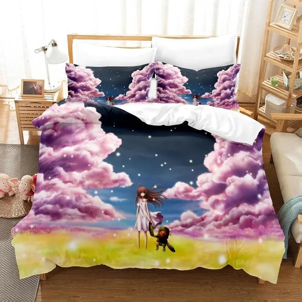 3D Печать Аниме CLANNAD Комплект Постельного Белья Пододеяльник Наволочка Одеяло Размер King Queen Для Мальчиков Взрослых Постельный Комплект