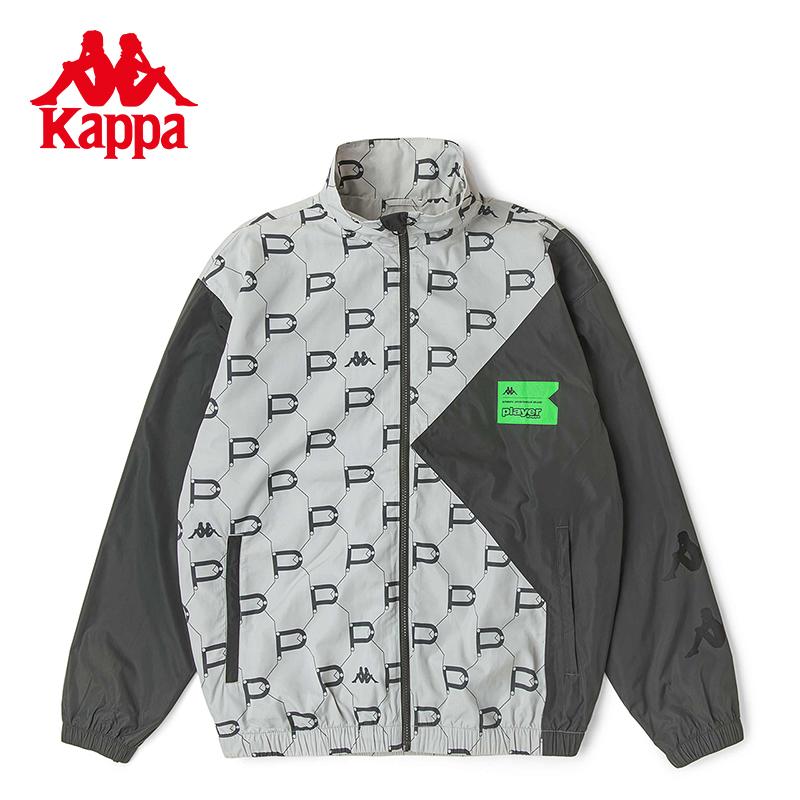 Kappa player's vintage woven jacket, couple's color blocked cardigan sweatshirt for men and women