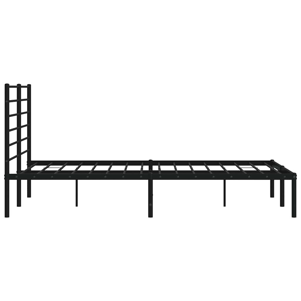 Vidaxl Metalowa Rama Łóżka Z Wezgłowiem, Czarna, 135X190 Cm