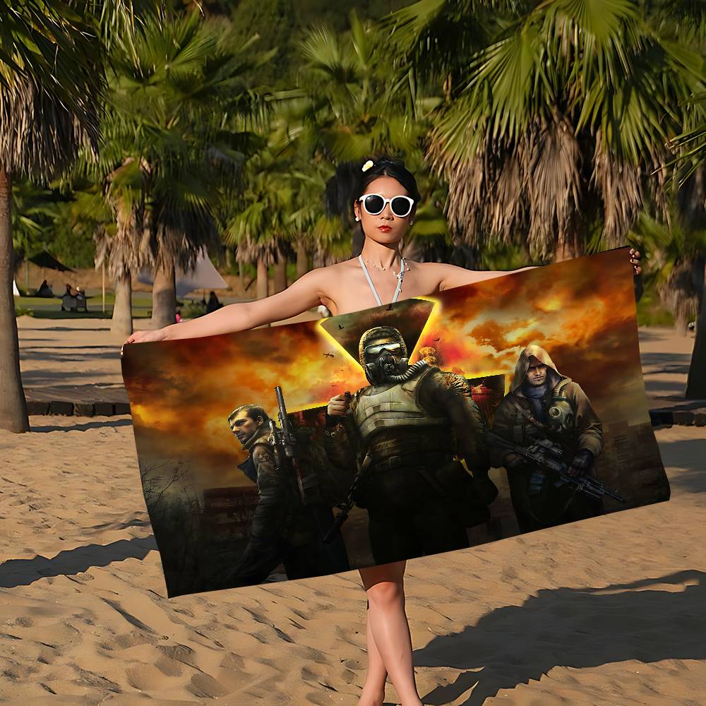 Horror Game S-Stalker Anime Beach Swimming Towel Soft Absorbent Washcloth Children's Gifts for Kids Travel Camping Gym