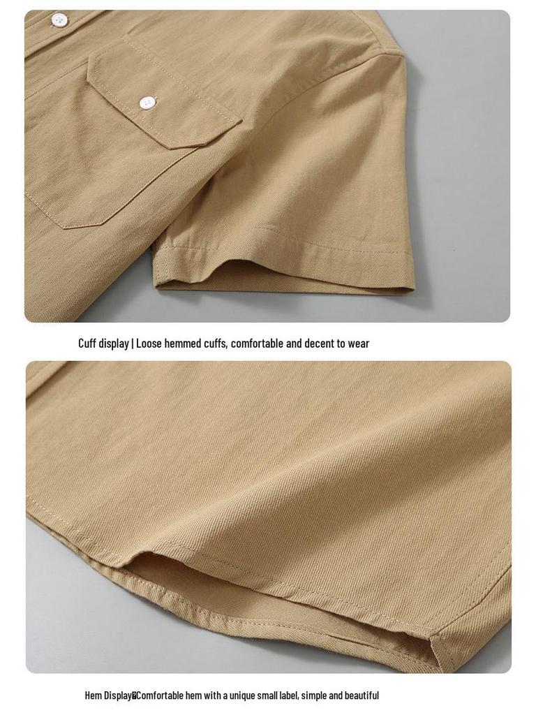 Мужская летняя белая повседневная хлопковая рубашка с двойным карманом