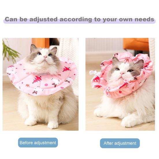 Adjustable Pet Cone Collar Soft Waterproof Recovery Collar for Cats Kittens After Surgery Anti-Bite Elizabethan Neck Cone for Grooming Bathing