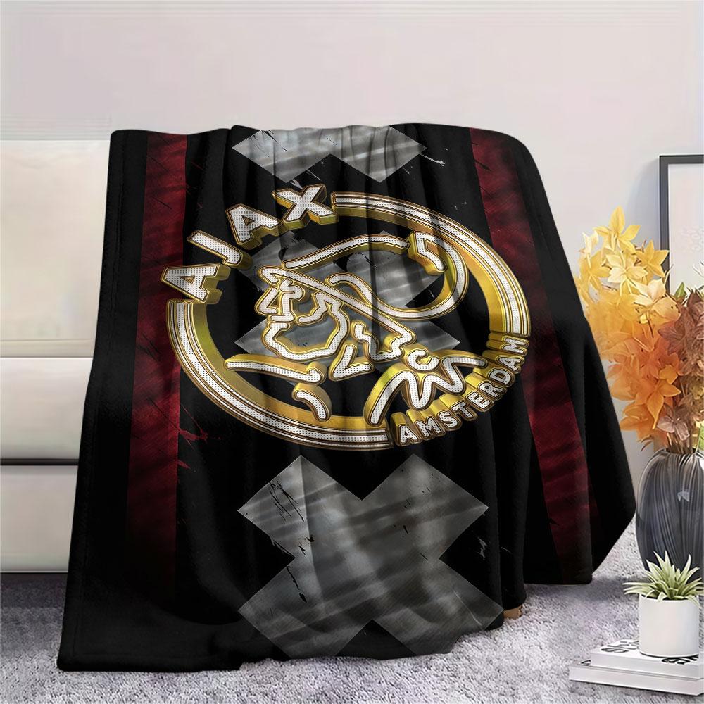 AFC Ajax Printed Flannel Blanket, soft throw for bedroom sofa, washable, fan merchandise, great gift.