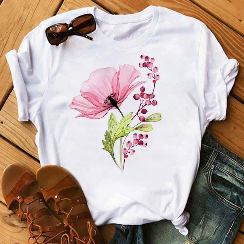 Maycaur Новая женская футболка с акварельным цветочным принтом Harajuku 90-х годов уличная одежда с коротким рукавом футболки с рисунком повседневные женские топы одежда