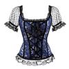 Sexy Gothic Princess Corsets with Short Lace Sleeves Off Shoulder Corset Lingerie Top Floral Vintage Overbust Bustier Tops S-6XL
