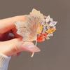 1PC Brooch Pin Vintage Rhinestone For Women Coat Clothing Accessories Shiny Crystal Maple Leaf