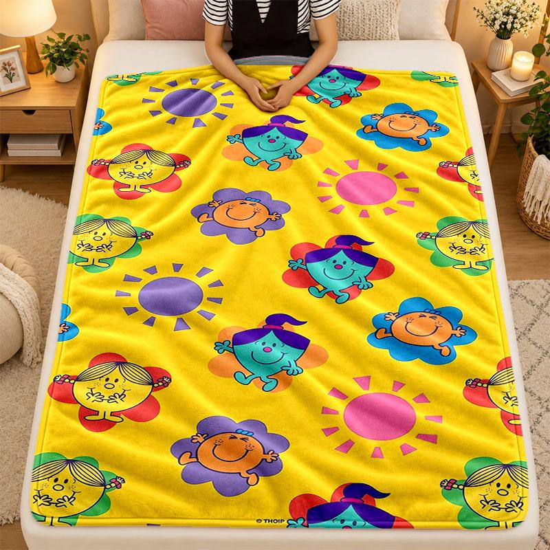 Flannel BlanketMr. Men & Little Miss Warm Soft Throw Blanket for Indoor Sofa Bed Living Room Use
