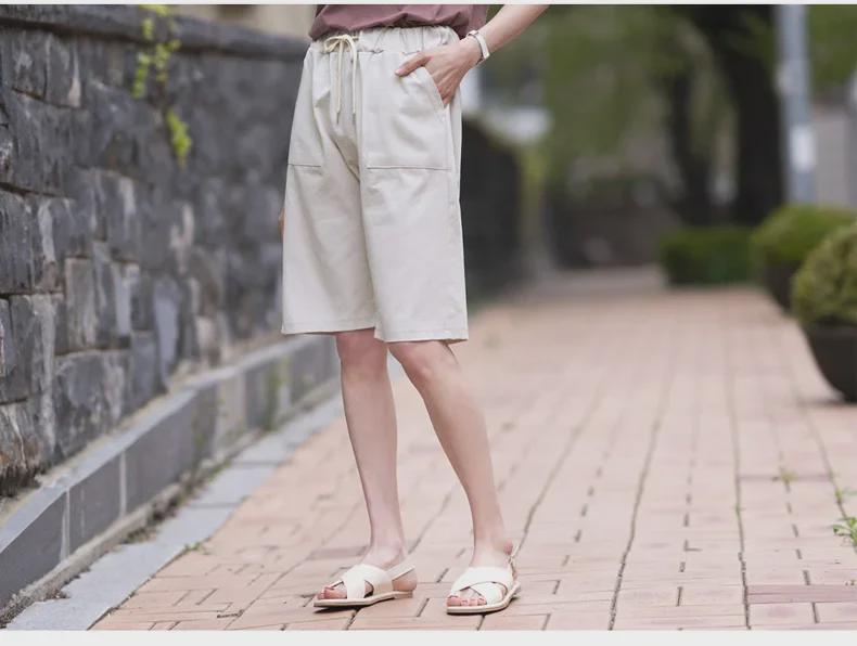 Женские шорты больших размеров с эластичной талией и широкими штанинами — тонкие, повседневные, свободного кроя, летний стиль