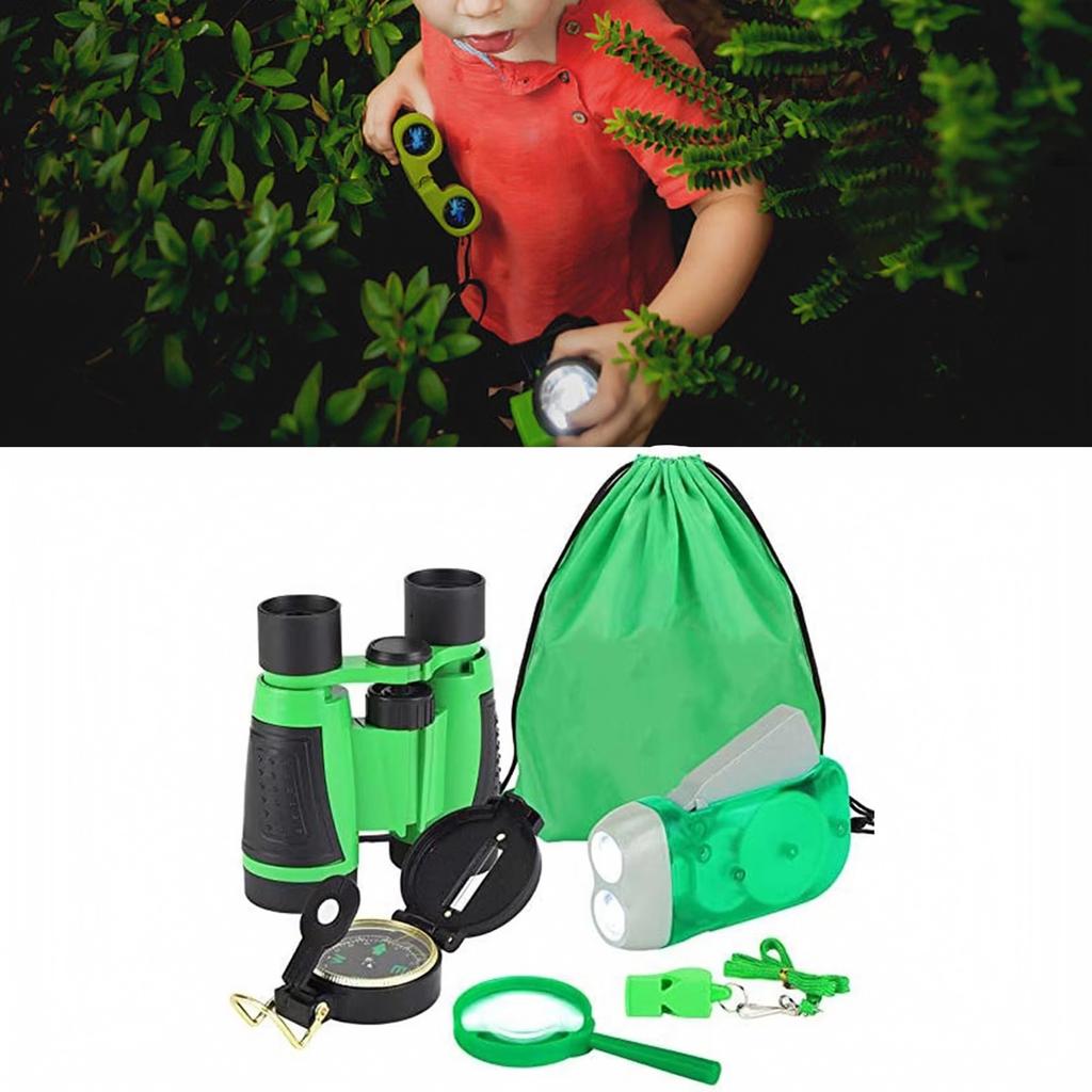 Outdoor Toy Set for Kids with Binoculars, Magnifying Glass, Flashlight and