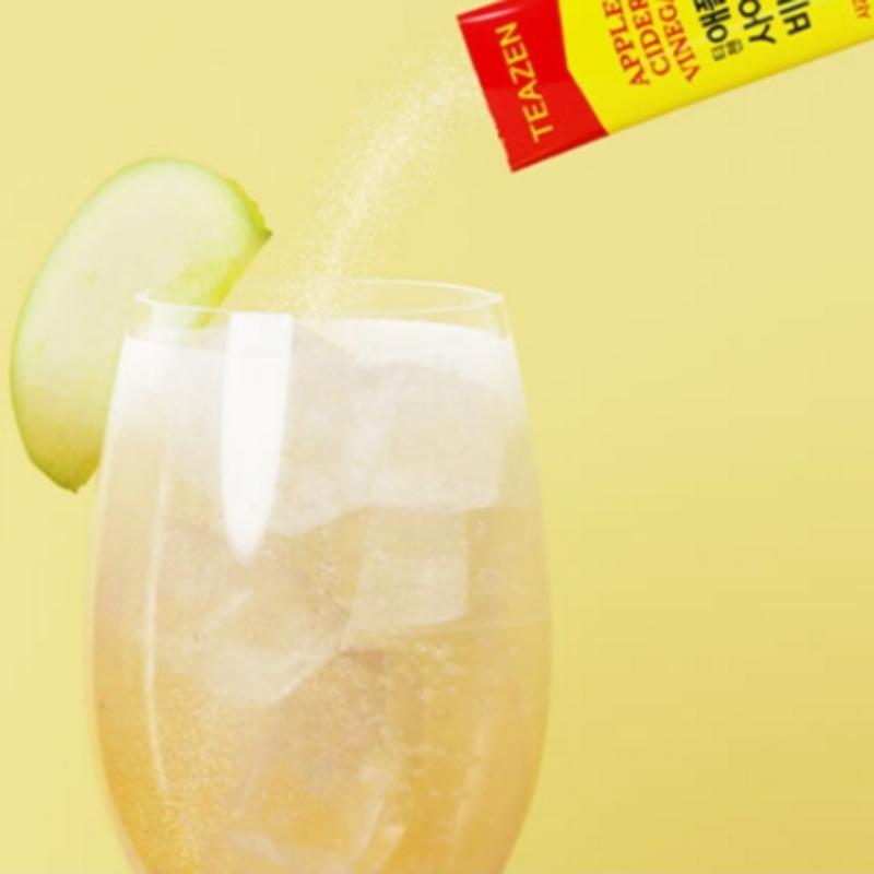 Teazen Смесь для напитка яблочный уксус – 5 г x 30 стиков | Корейский порошок яблочного уксуса с пробиотиками для пищеварения и контроля веса, освежающий фруктовый вкус