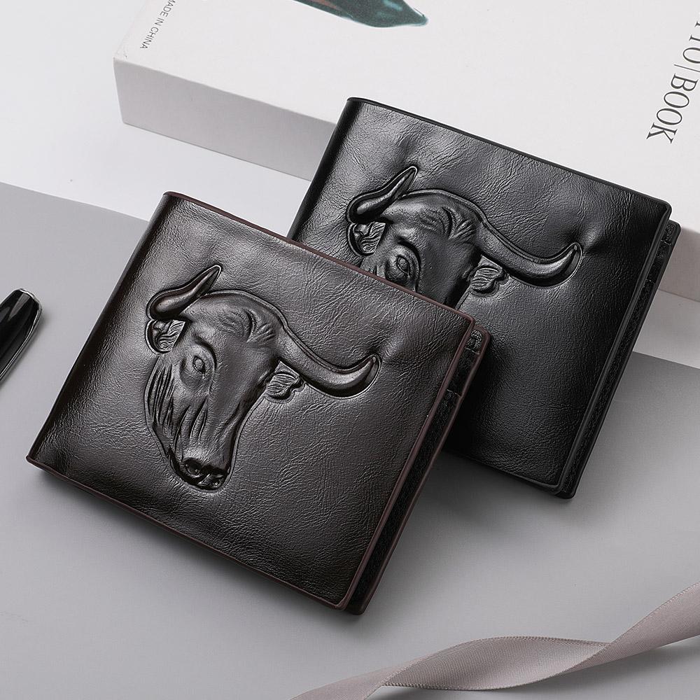 Новый стиль 3D тисненый мужской короткий кошелек держатель для кредитных карт короткий горизонтальный кошелек из ПУ кожи для мужчин