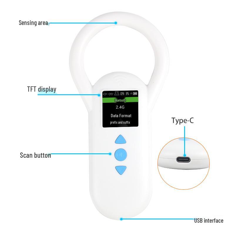 Считыватель меток домашних животных: Сканер животных с чипом, большой экран, низкочастотный