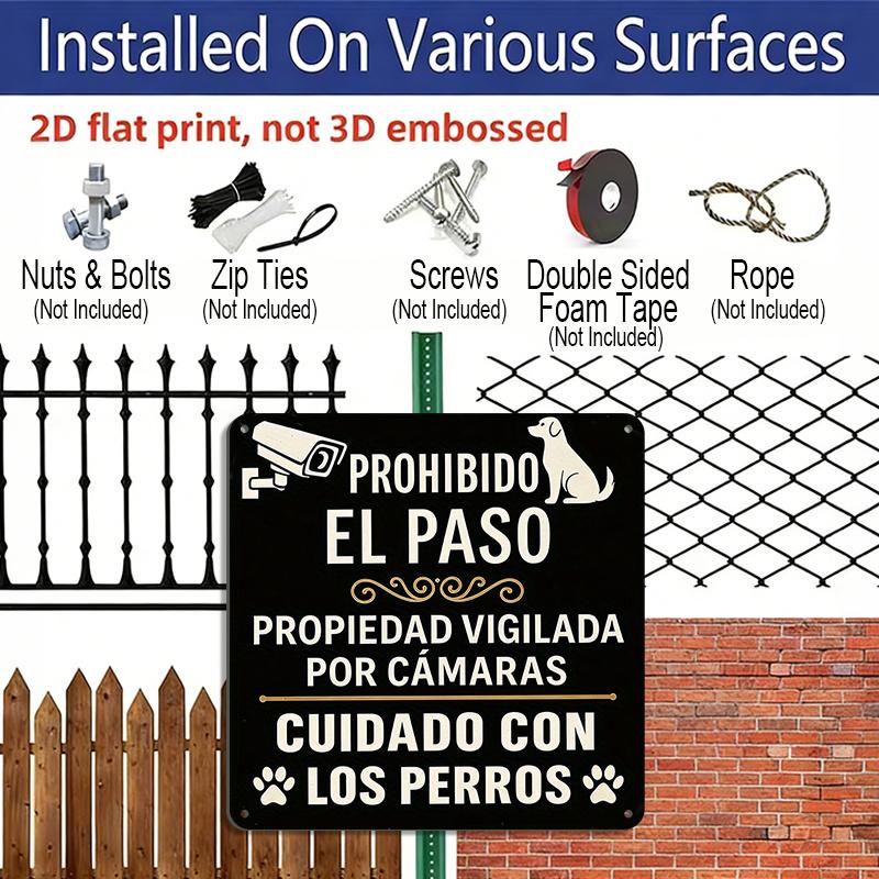 2D Flat, 1pc, Vintage Metal Sign, Decorative Plaques and Ornaments, Private Territory Monitoring Alarm, Security Reminder, Outdoor, Office, Yard