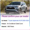 Крышка воздухозаборника для Toyota Highlander Kluger XU70 2020~2024 2024 Под задним сиденьем автомобиля Кондиционер Вентиляция Выхлопная система Аксессуары