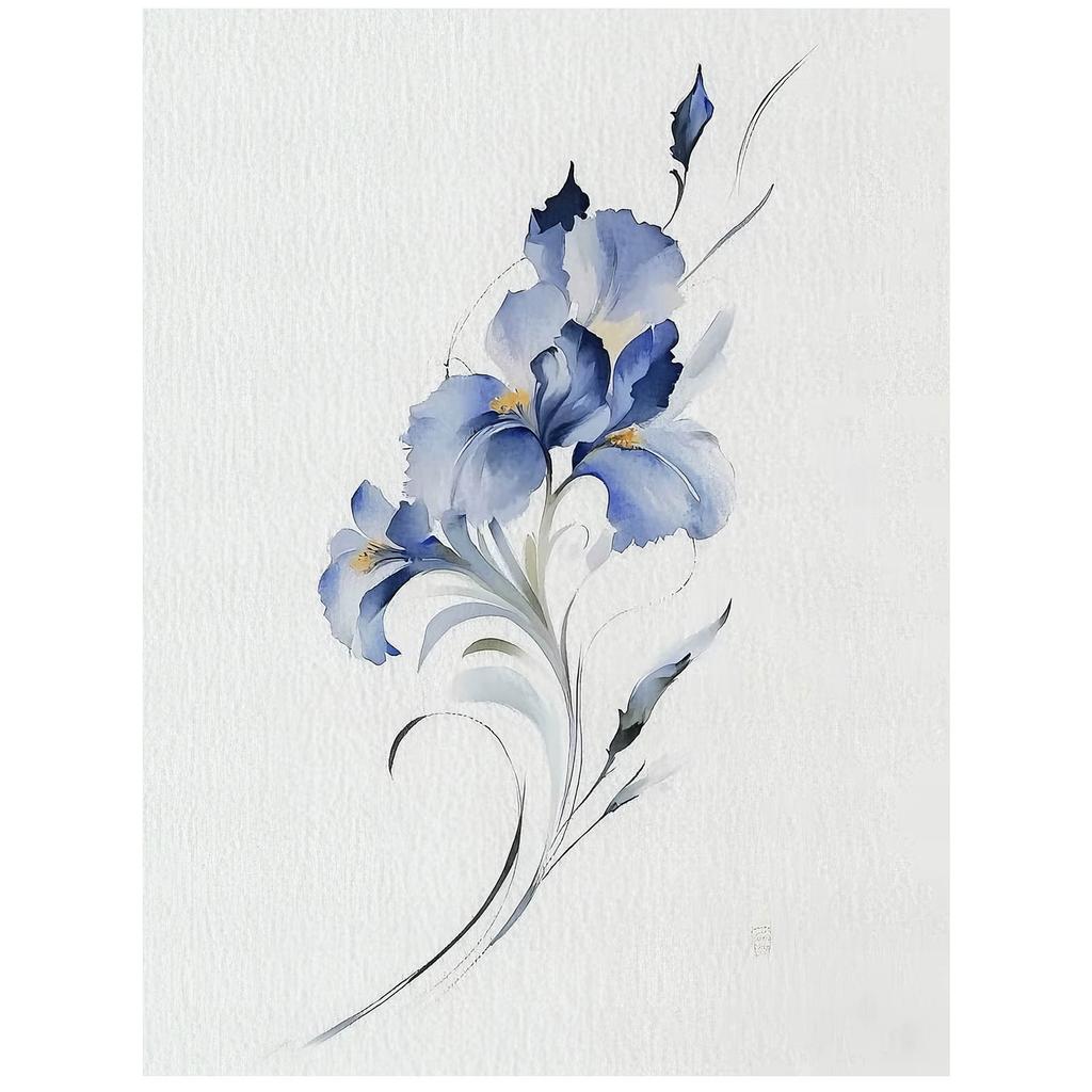 Subtelność Niebieskiego Irysa Subtelność Niebieskiego Irysa, 40X50 Cm, Rama Aluminiowa Czarna, Papier Matowy 230 Gsm