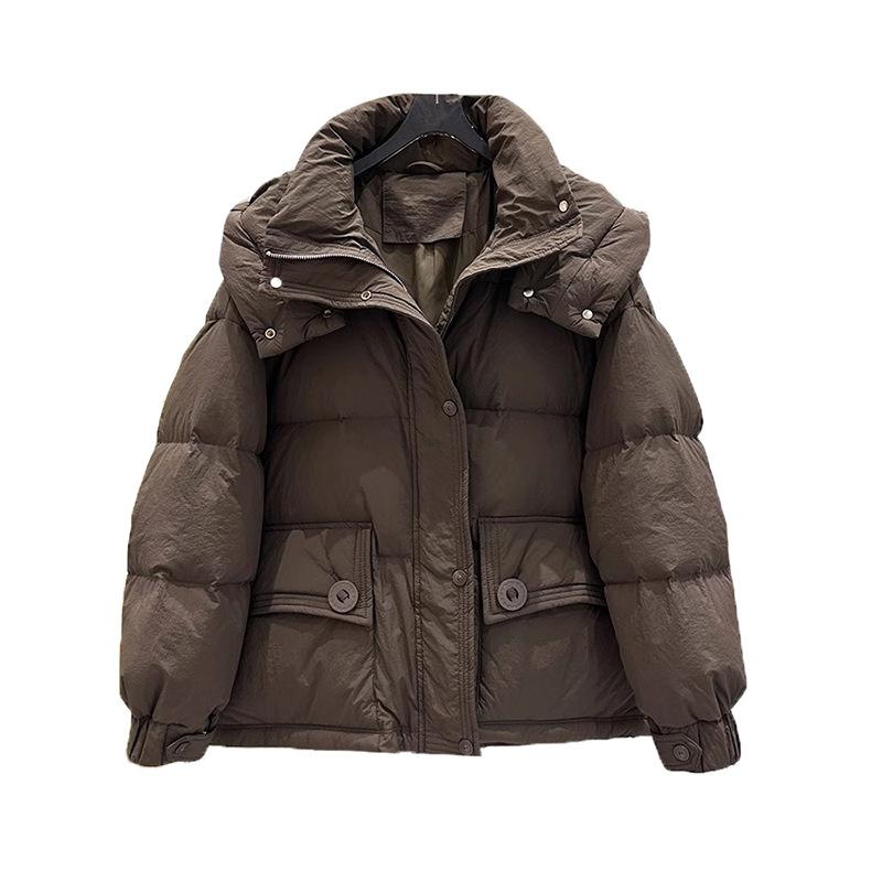 High-luxury white duck down jacket women's 2024 winter fashion sweet small man covering meat high-end bread jacket