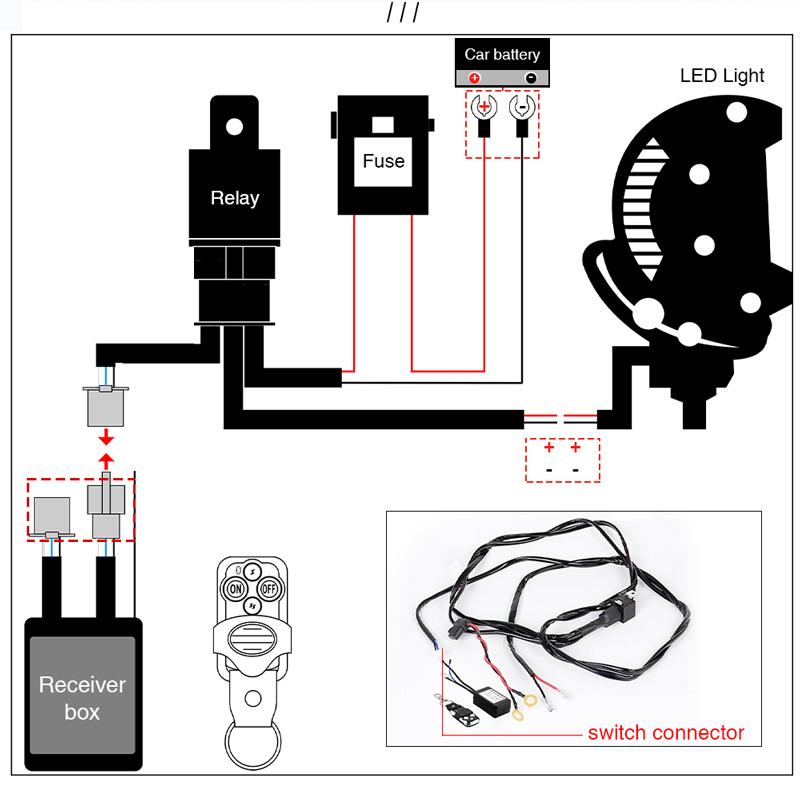 LED Light Bar Wiring Harness 12V 40A Relay Wireless On-off Switch 180W\300w Offroad Car Strobe Work Head Fog Light 2 Leads Wire