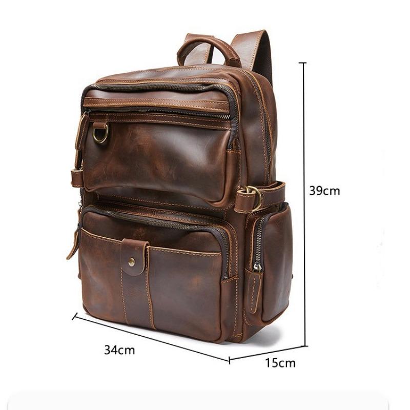 Рюкзак из натуральной кожи для мужчин, изготовленный вручную из натуральной коровьей кожи, повседневная дорожная мужская сумка
