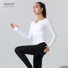 Lulu Yoga Утягивающий топ с V-образным вырезом и длинным рукавом, быстросохнущий, для фитнеса