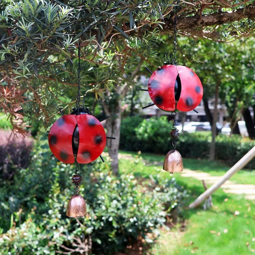 Practical Handmade 3D Hanging Wind Chimes Painted Unique Ladybug Hanging Bell Animal Wind Chimes Pendant Yard